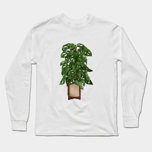 Monstera Adansonii Plant Illustration Long Sleeve T-Shirt